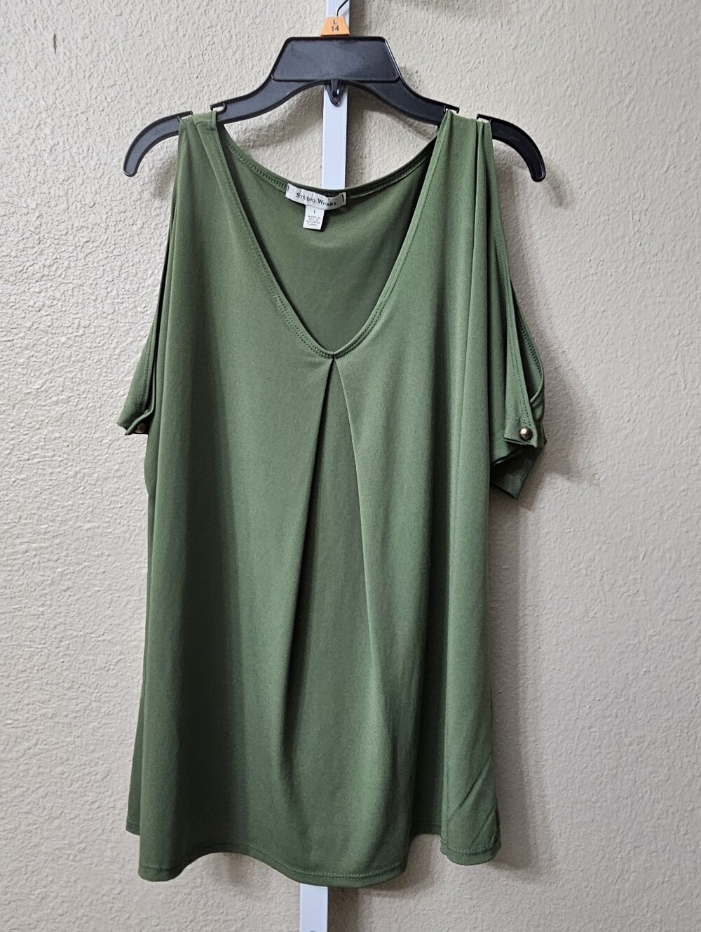 Studio Works Olive Green Cold Shoulder Blouse